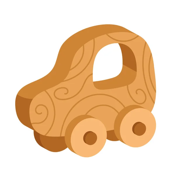 Spielzeugauto Ikone Aus Holz Isoliert — Stockvektor