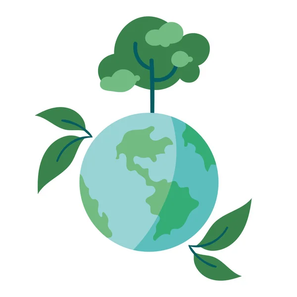Träd Tillväxt Miljö Över Hela Världen Ikon Isolerad — Stock vektor