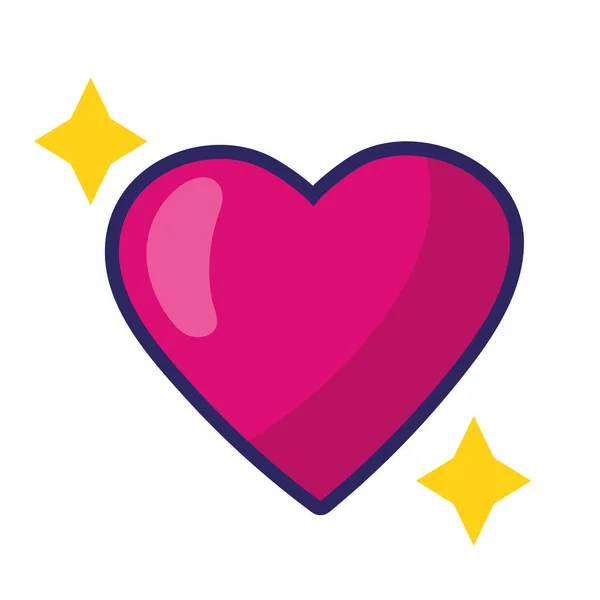 Corazón Símbolo Brilla Icono Brillante Aislado — Vector de stock