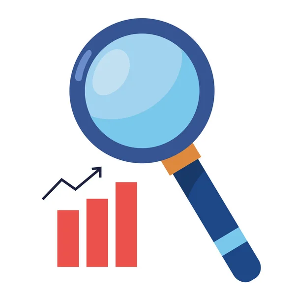 Examining Financial Chart Magnifier Icon Isolated — Stock Vector