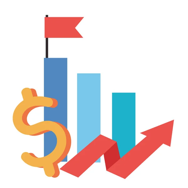 Grafico Finanziario Icona Successo Crescita Isolato — Vettoriale Stock