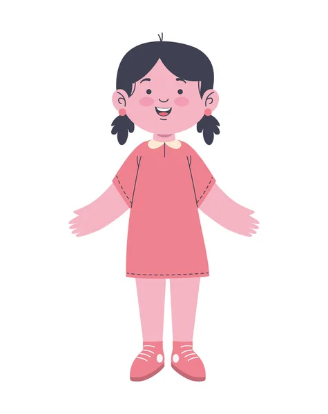 Sourire Heureux Fille Dessin Animé Personnage Icône Isolé — Image vectorielle