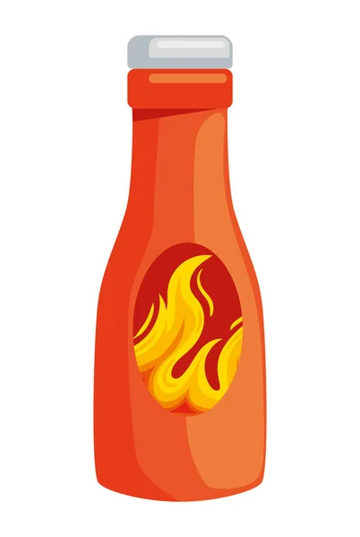 Incendio Fiamma Salsa Peperoncino Icona Ingrediente Isolato — Vettoriale Stock