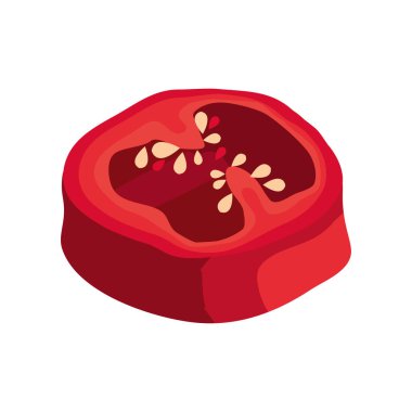 Taze kırmızı biber dilimi ikonu izole edildi