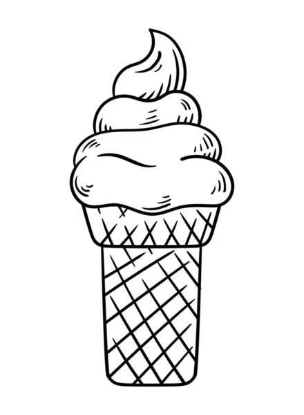 冰淇淋锥形手绘图标的甜矢量图标 — 图库矢量图片