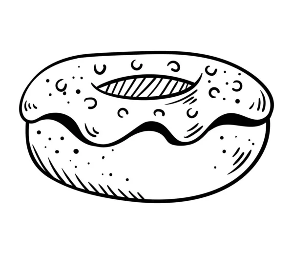 Süße Donut Zucker Sehnsucht Handgezeichnete Lebensmittel Ikone — Stockvektor