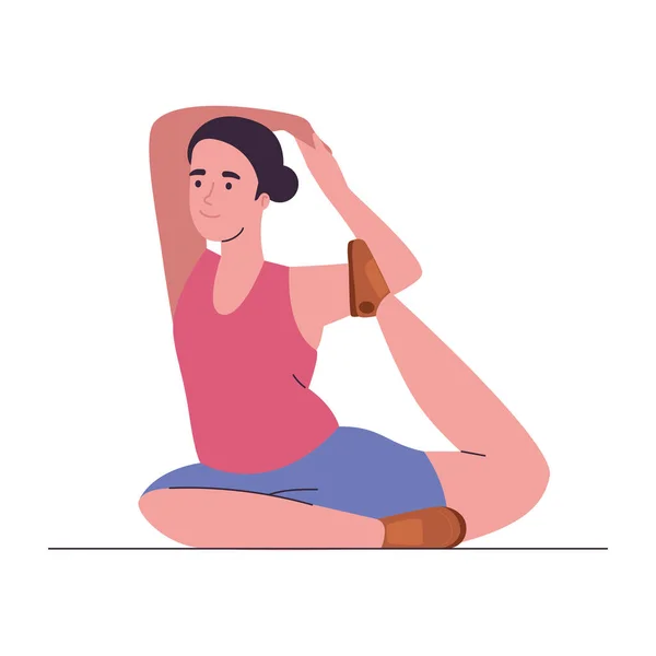 Gezonde Vrouw Oefenen Een Yoga Pose Pictogram Geïsoleerd — Stockvector