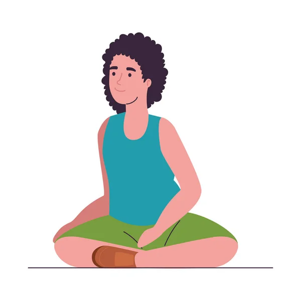 Frau Meditiert Lotus Position — Stockvektor
