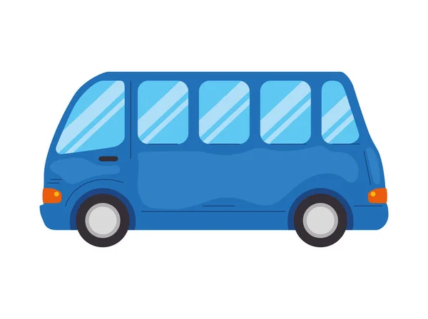 Autobús Azul Moderno Icono Conducción Aislado — Vector de stock