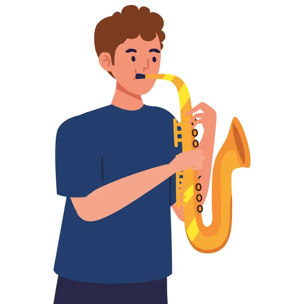 Musiker Mit Saxofon Ikone Isoliert — Stockvektor