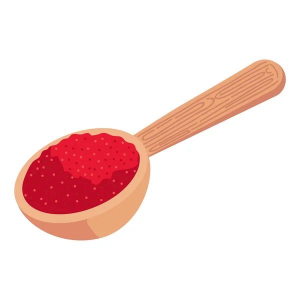 Fresh Chili Powder Spoon Icon — Stock Vector