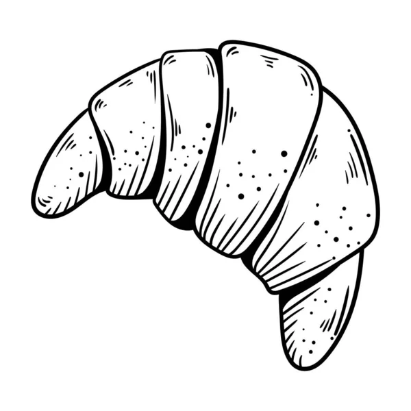 Frisch Gebackenes Croissant Handgezeichnetes Symbol Isoliert — Stockvektor