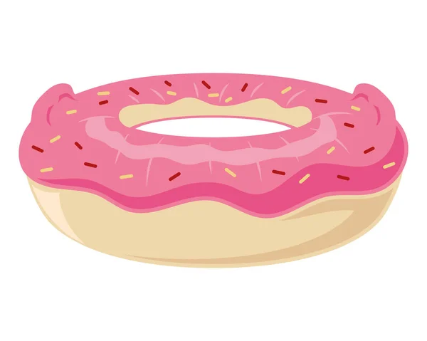Donut Mit Erdbeercreme Über Weiß — Stockvektor
