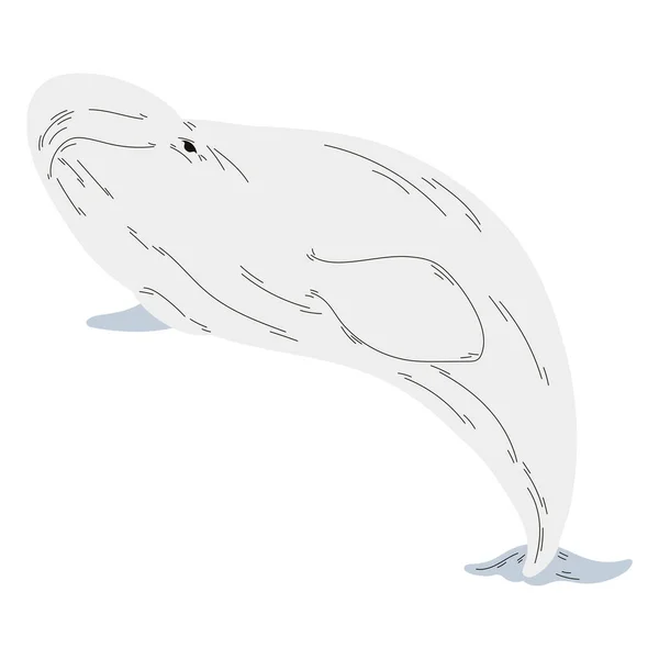 Mignonne Silhouette Baleine Nageant Sur Blanc — Image vectorielle