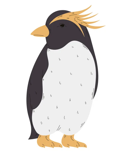 Lindo Pingüino Pie Sobre Blanco — Vector de stock