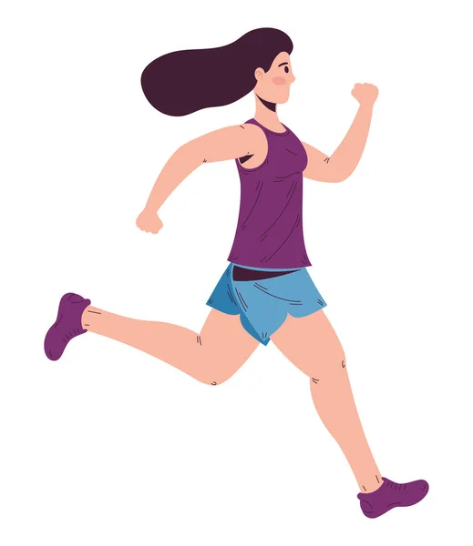 白人以上の健康的な競争の中でジョギングする女性 — ストックベクタ