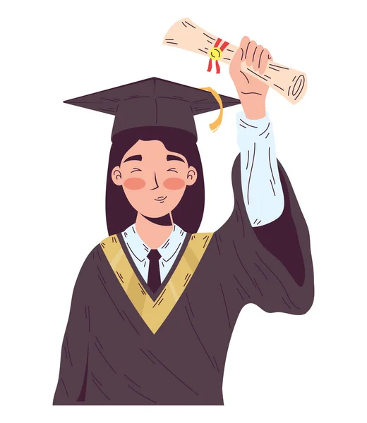 Student Heeft Een Diploma Wit — Stockvector