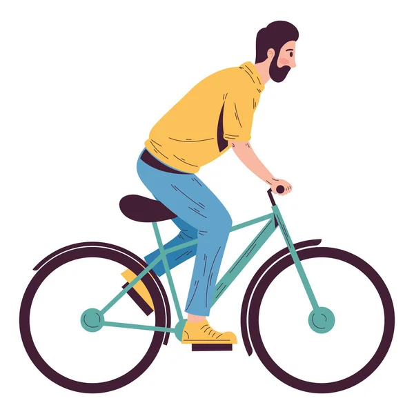 Man Bicycle Riding Design White — Stock Vector