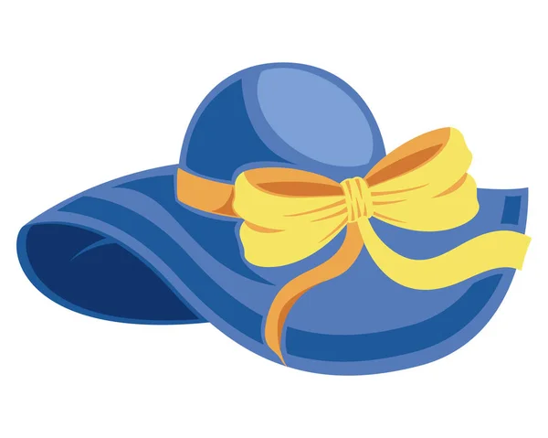 Beach Hat Yellow Tied Knot White — Stock Vector
