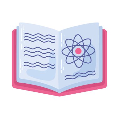 Bir eğitim ikonu izole edilmiş kitaplardan bilim öğreniyor.