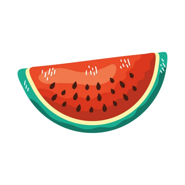 Reife Wassermelonenscheibe Über Weißem — Stockvektor