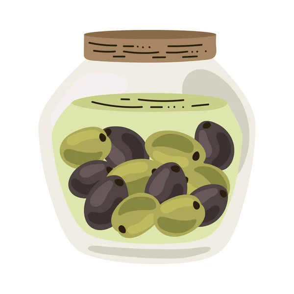 Frische Bio Oliven Auf Einem Glas Über Weißem — Stockvektor