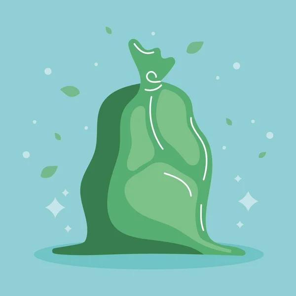 Green Eco Garbage Bag Icon — ストックベクタ