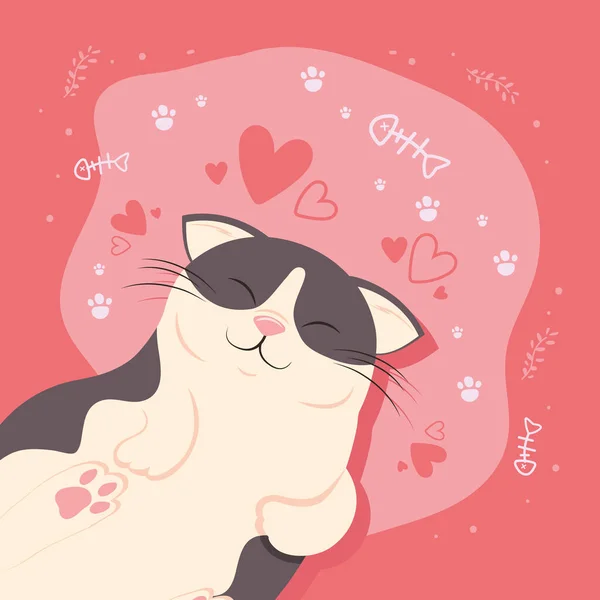 Little Cat Hearts Character — Stock Vector