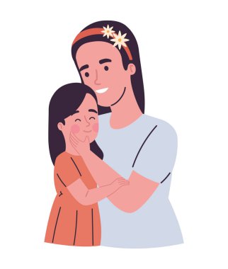 Anne kız, anneler günü kutlaması.