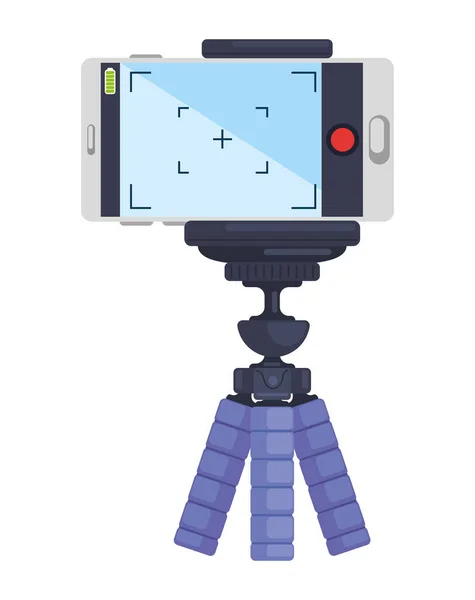 Mobile Phone Tripod Photography Camera — Stock Vector