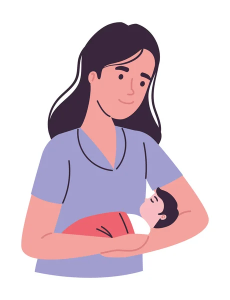 Lächelnde Mutter Hält Süßes Baby Muttertag — Stockvektor