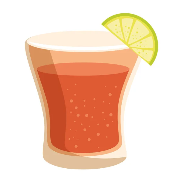 Tequila Strzał Świeże Owoce Ikona Izolowane — Wektor stockowy
