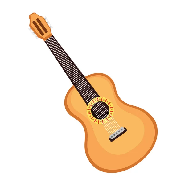 Wooden Guitar Instrument Icon Isolated — Stock Vector