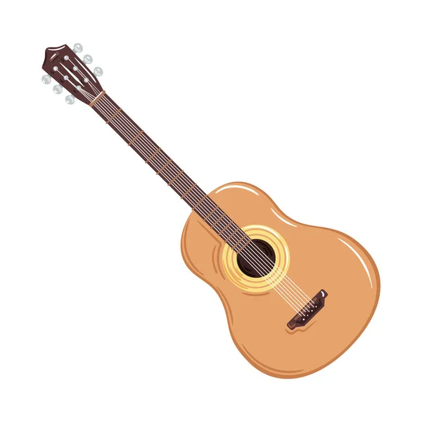 Ilustração Guitarra Acústica Com Ícone Material Madeira Isoaltado — Vetor de Stock