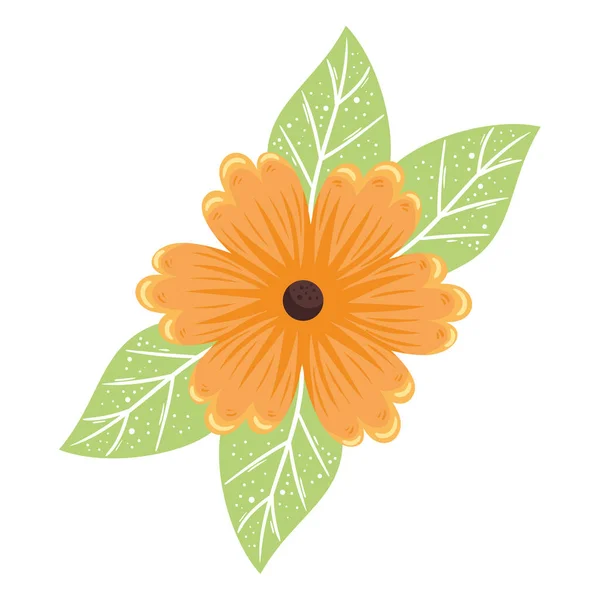 Fleur Sur Les Feuilles Icône Isolé — Image vectorielle