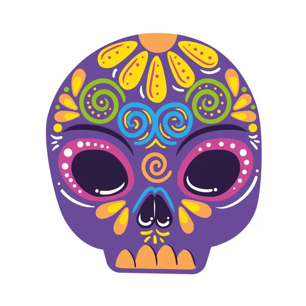 墨西哥文化华丽的骷髅装饰图标孤立 — 图库矢量图片