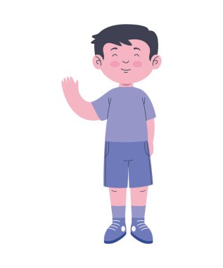 Sevimli çizgi film çocuğu mutluluk ikonu izole