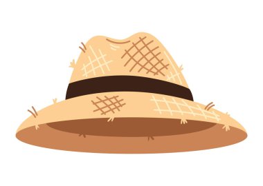 İzole edilmiş bir hasır şapkanın çizgi film simgesi