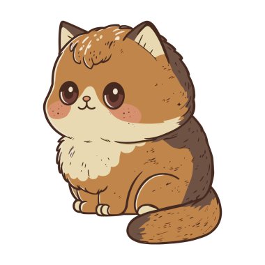 Oyuncu sarı kedi yavrusu oturma simgesi izole