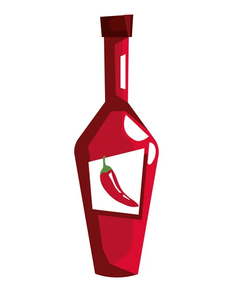 Bio Chilisoße Flasche Symbol Isoliert — Stockvektor
