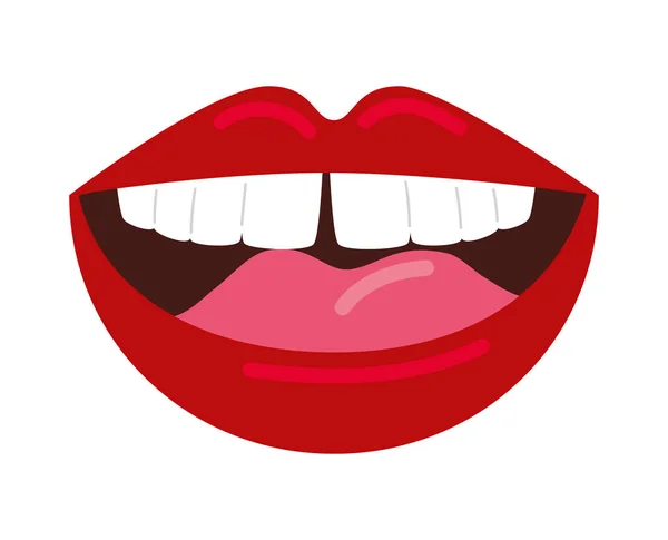 Smiling Woman Lipstick Icon Isolated — Stock Vector