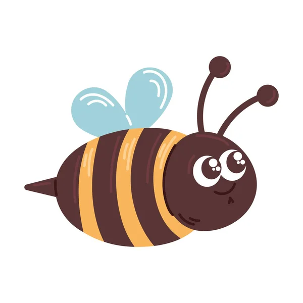Cute Honey Bee Flying Icon Isolated — Stock Vector