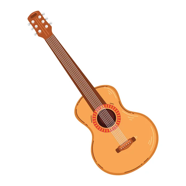 Изолированная Акустическая Икона Деревянной Гитары — стоковый вектор