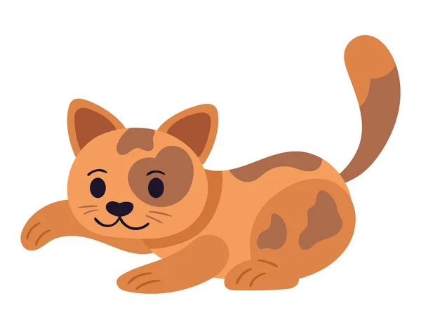 Cheerful Kitten Animal Icon Isolated — Stock Vector