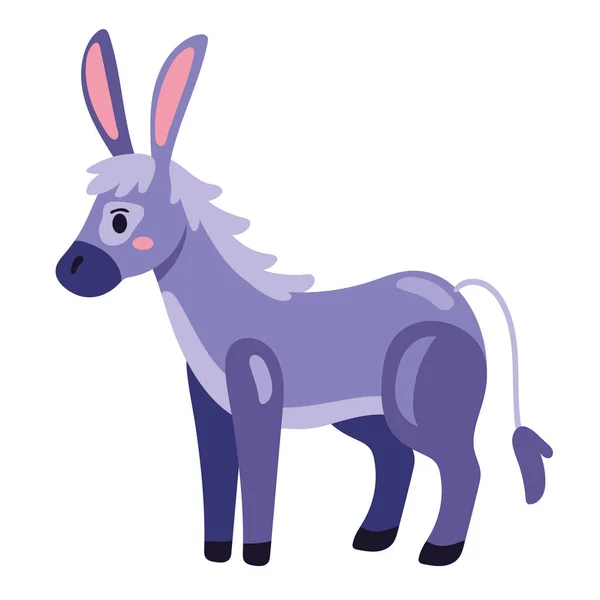 Cute Donkey Farm Animal Icon Isolated — Stock Vector
