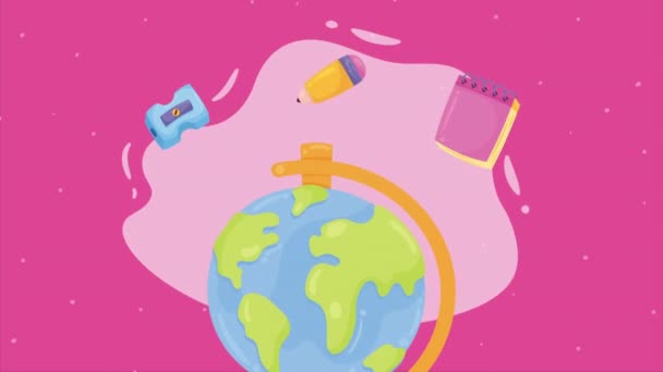 Monde Terre Carte Fournitures Animation Vidéo Animée — Video