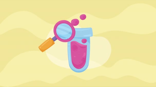Teste Tubo Laboratório Com Animação Rosa Líquido Vídeo Animado — Vídeo de Stock