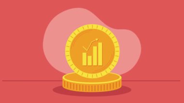 para dolarları istatistik animasyonu ile paralar, 4k video animasyonu