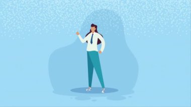 Zarif iş kadını ayakta karakter animasyonu, 4k video animasyonu