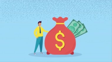Para dolar kırmızı çanta animasyonu, 4k video animasyonu